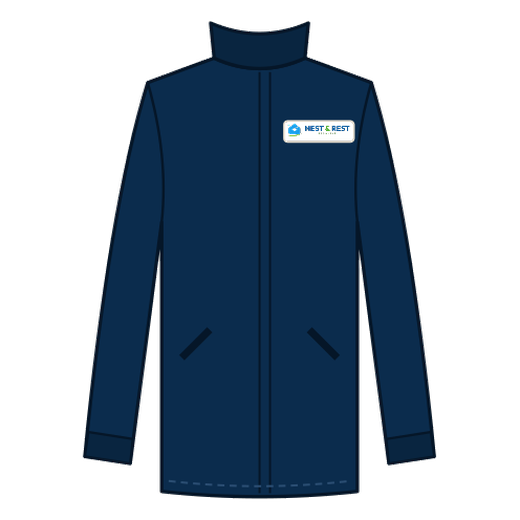 Navy arrival coat with logo badge